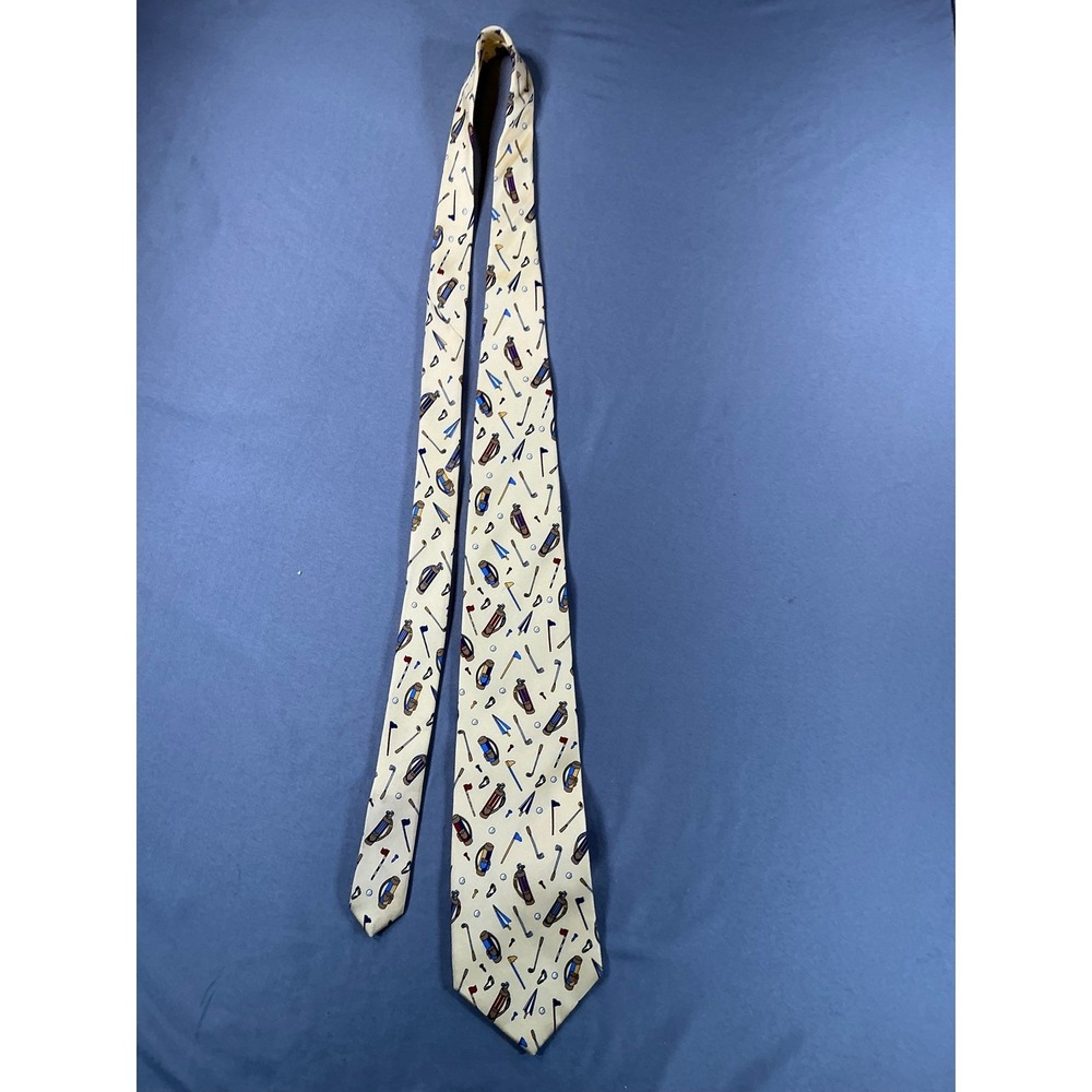 Save the Children Mens 100% Silk Tie Golf Motif C USA - Picture 5 of 6